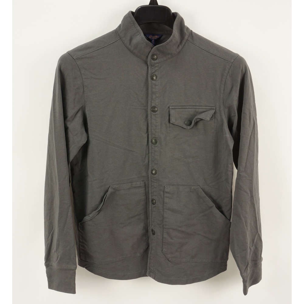Goodman Brand Knit Utility Shirt Jacket Men's Medium Slim Gray Button Front